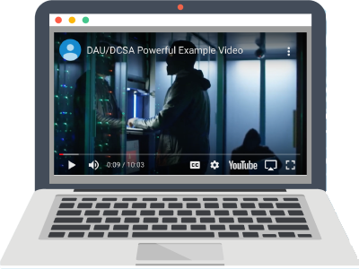 image of laptop displaying the DAU/DCSA Powerful Example Video