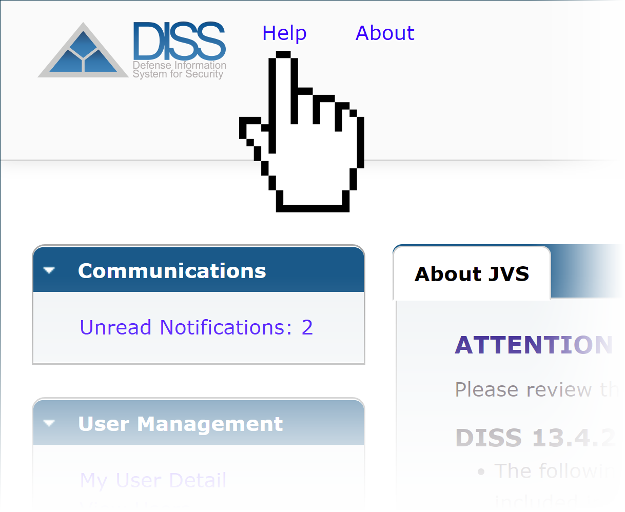 DISS Help section button