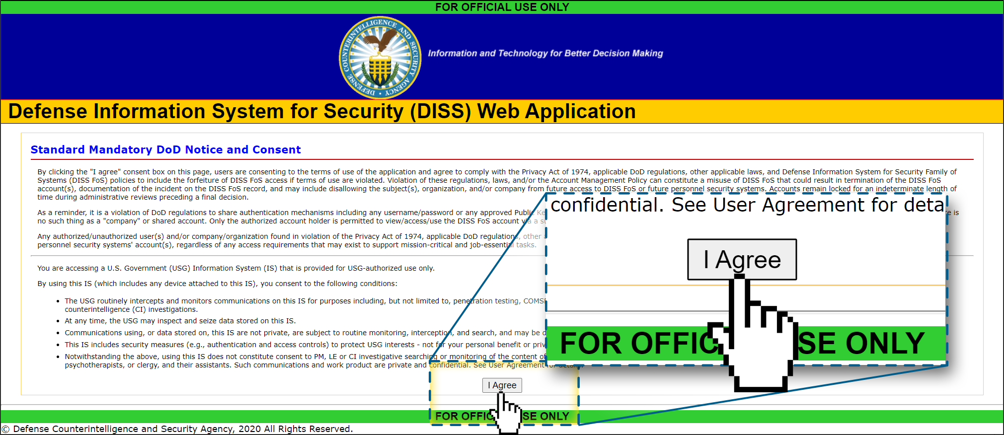 Screenshot of The DISS page on DCSA&amp;#39;s website, emphasizing the, DISS JVS Login button