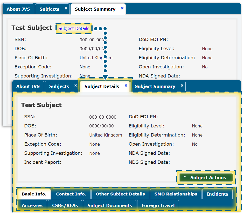 Subject summary tab