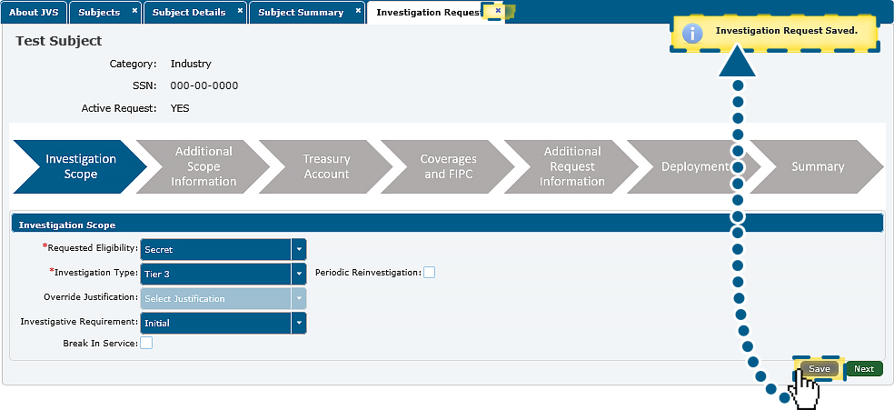investigation request section
